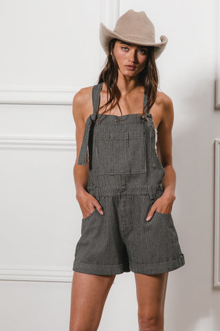 Black and Pinstriped Overalls