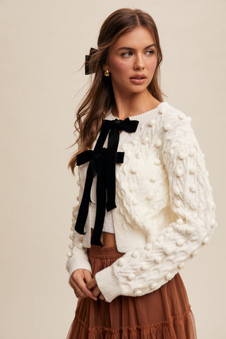 Bow Cardigan in Cream