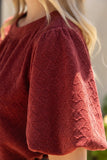 Heart Textured Top in Maroon