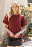 Heart Textured Top in Maroon