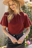 Heart Textured Top in Maroon