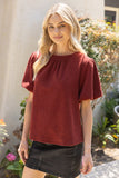 Heart Textured Top in Maroon