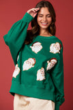 Santa Sequins & Fur Embroidery Sweatshirt in Green