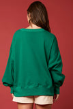 Santa Sequins & Fur Embroidery Sweatshirt in Green