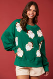 Santa Sequins & Fur Embroidery Sweatshirt in Green