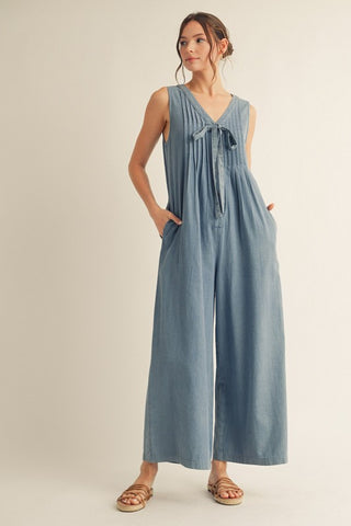 Denim Pintuck Jumpsuit