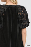 Velvet and Appliques Top in Black