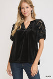 Velvet and Appliques Top in Black