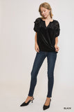 Velvet and Appliques Top in Black