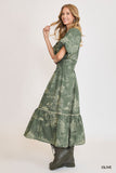 Landscape Printed Midi Dress in Olive