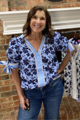 Blue and Floral Top