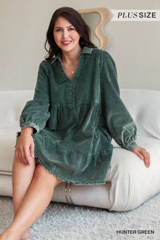 Hunter Green Corduroy Dress in Small-2X