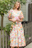 Floral Puff Sleeve Tiered Dress