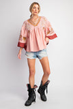 Rose Velvet Boho Top