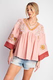 Rose Velvet Boho Top