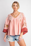 Rose Velvet Boho Top